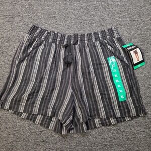 Briggs Striped Shorts Women XL Black White Linen Blend Boho Coastal Summer NWT